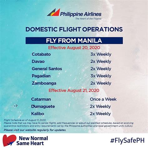 philippine airlines flight calendar